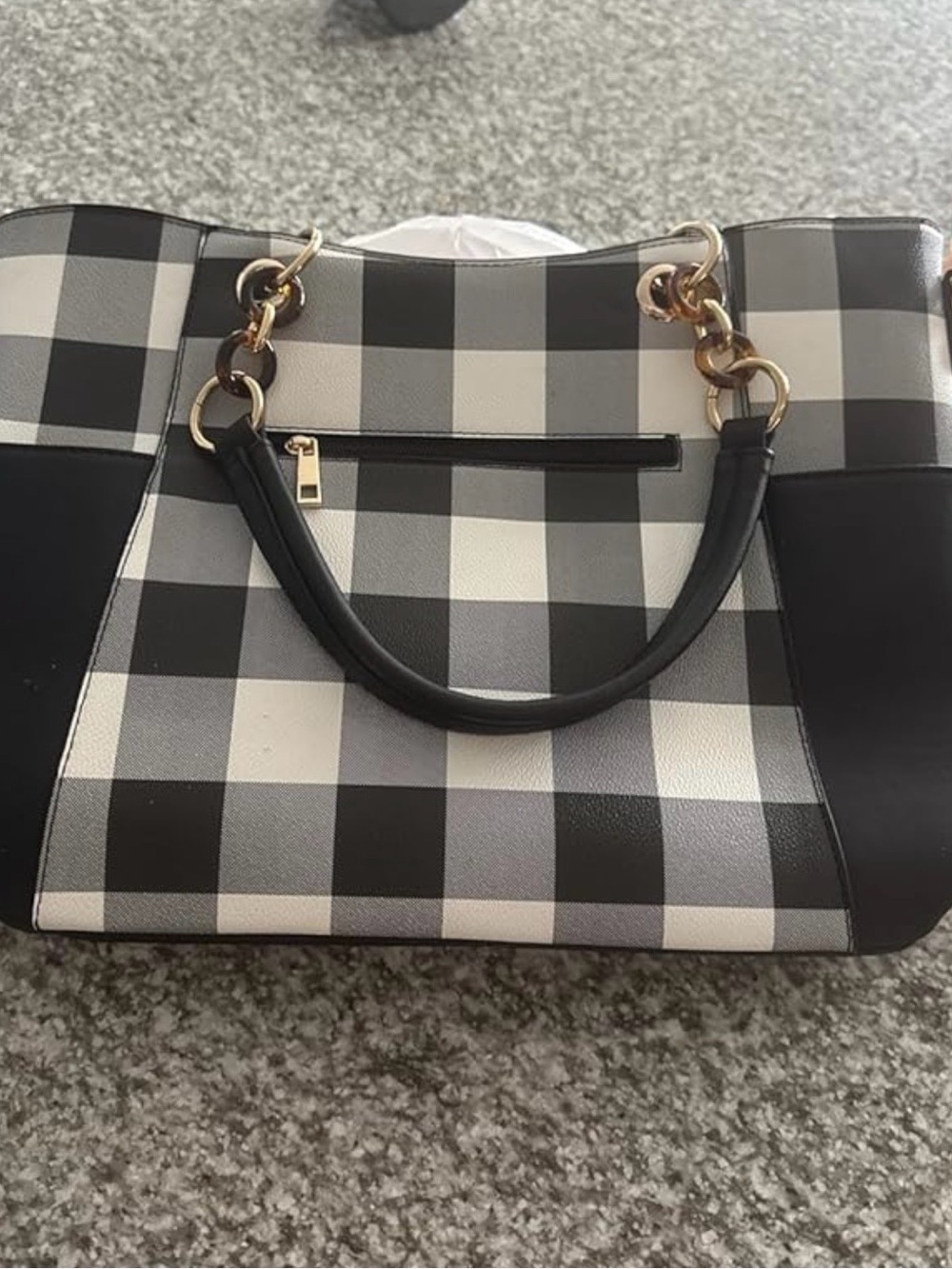 Black & White Tote bag, handbag set with Wallet top handle bag leather purse - Picture 2 of 3